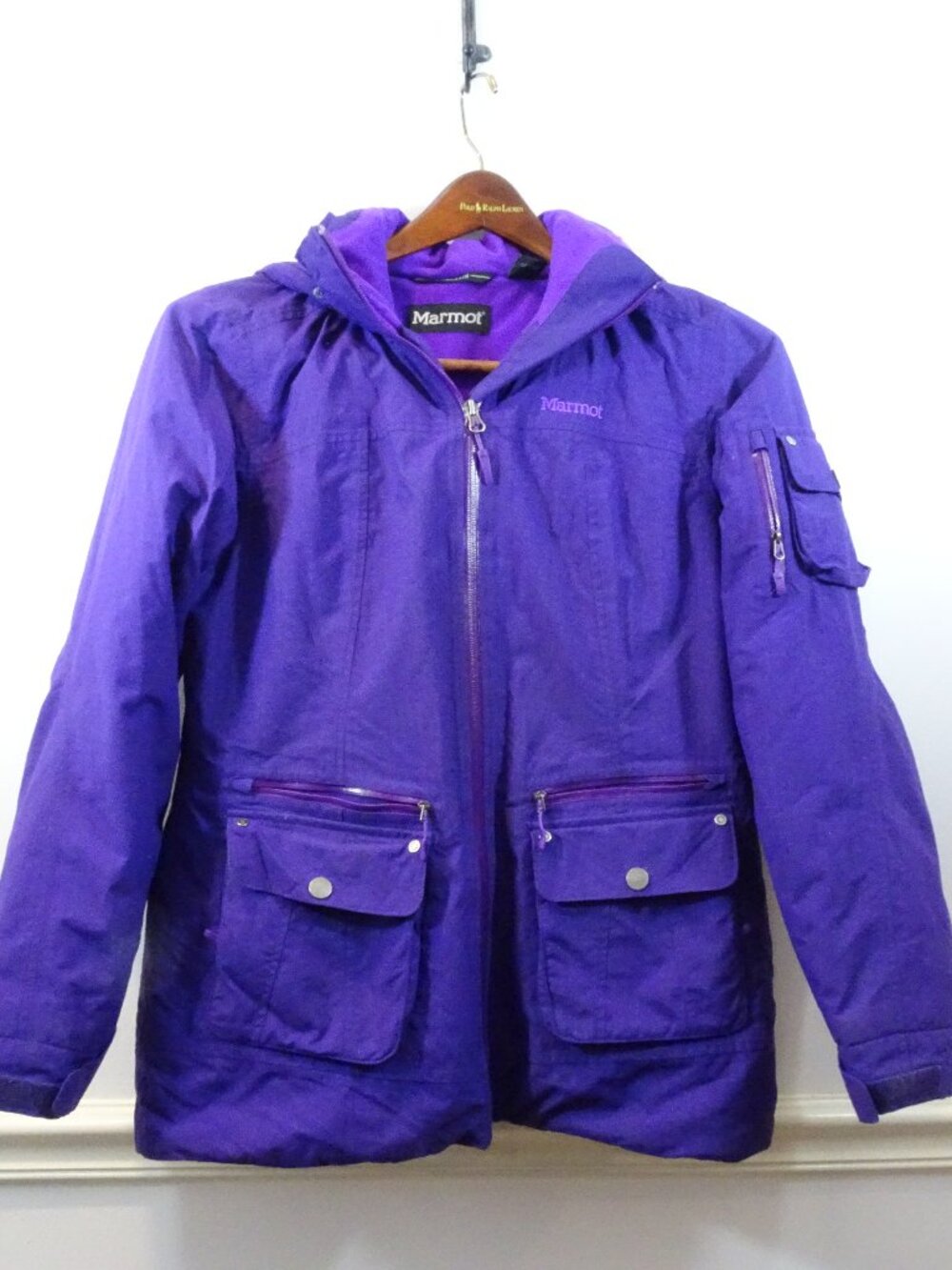 Marmot MemBrain Jacket Womens M Purple Full Zip Hooded Ski Waterproof Outdoor
